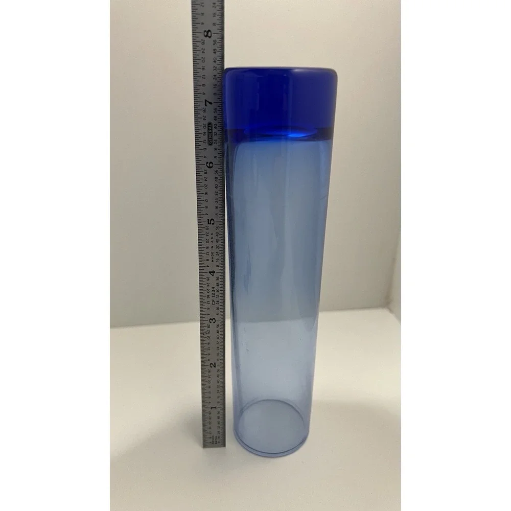 Cobalt Blue Stem Bud Vase Glass Tube Cylinder Shaped Tall Vase 7.5